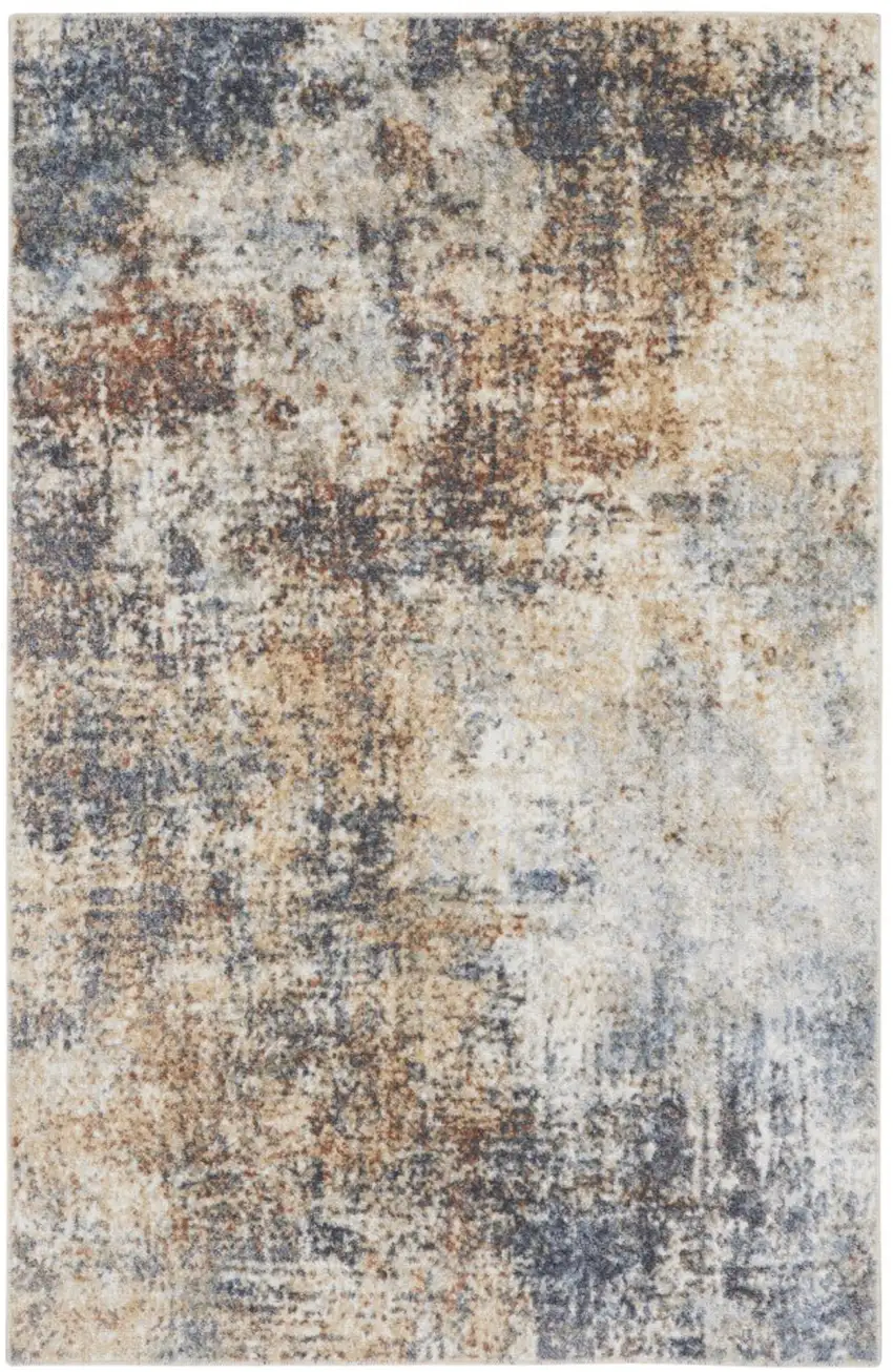 Blue And Ivory Moroccan Washable Area Rug Photo 1