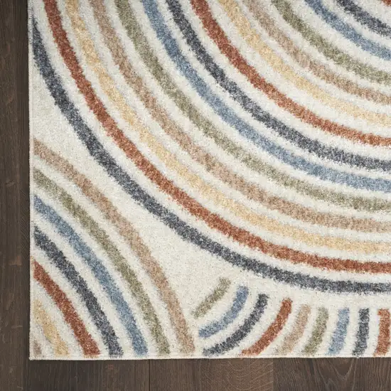 Blue and Ivory Abstract Power Loom Washable Area Rug Photo 8