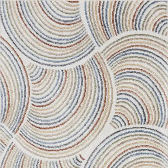 Blue and Ivory Abstract Power Loom Washable Area Rug Photo 4