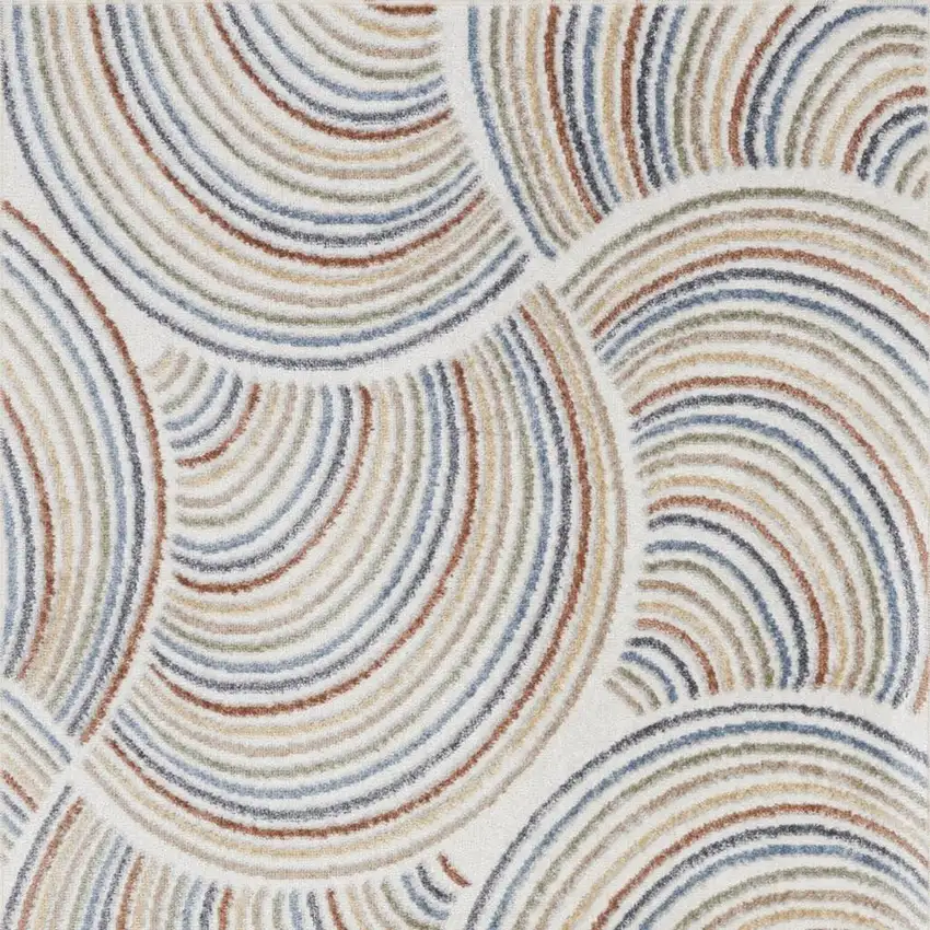 Blue and Ivory Abstract Power Loom Washable Area Rug Photo 4