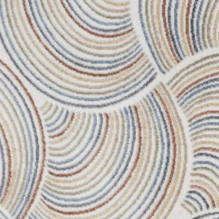 Blue and Ivory Abstract Power Loom Washable Area Rug Photo 2