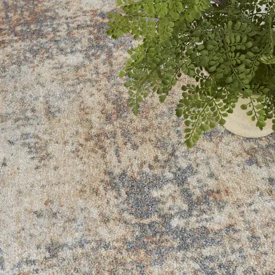 Blue and Ivory Abstract Power Loom Washable Area Rug Photo 8