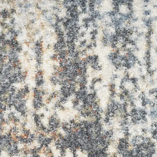 Blue and Ivory Abstract Power Loom Washable Area Rug Photo 2