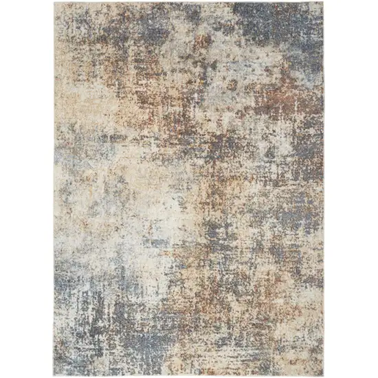 Blue And Ivory Abstract Washable Area Rug Photo 1