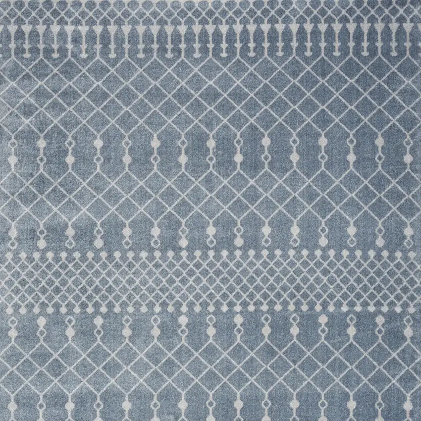 Blue and Ivory Abstract Power Loom Washable Area Rug Photo 6