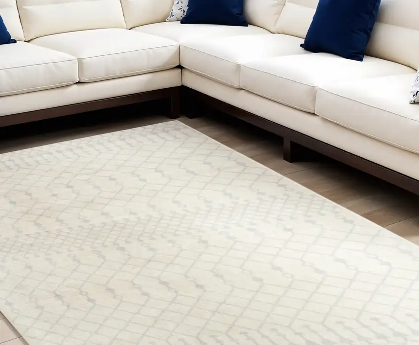 Blue and Ivory Abstract Power Loom Washable Area Rug Photo 2