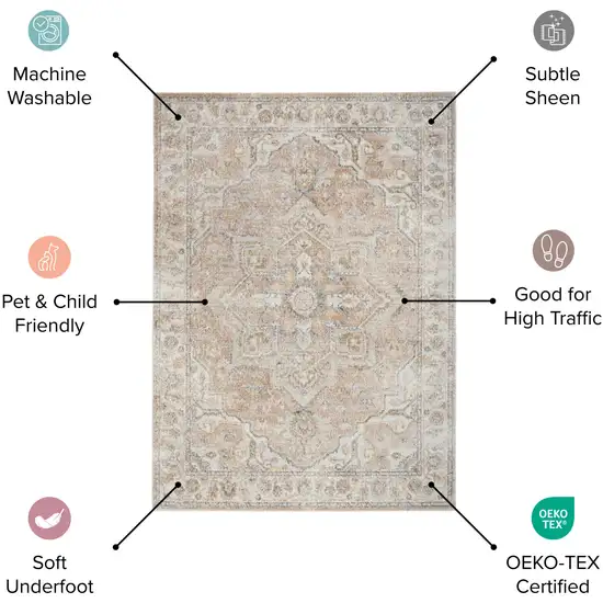 Gray And Ivory Moroccan Washable Area Rug Photo 7