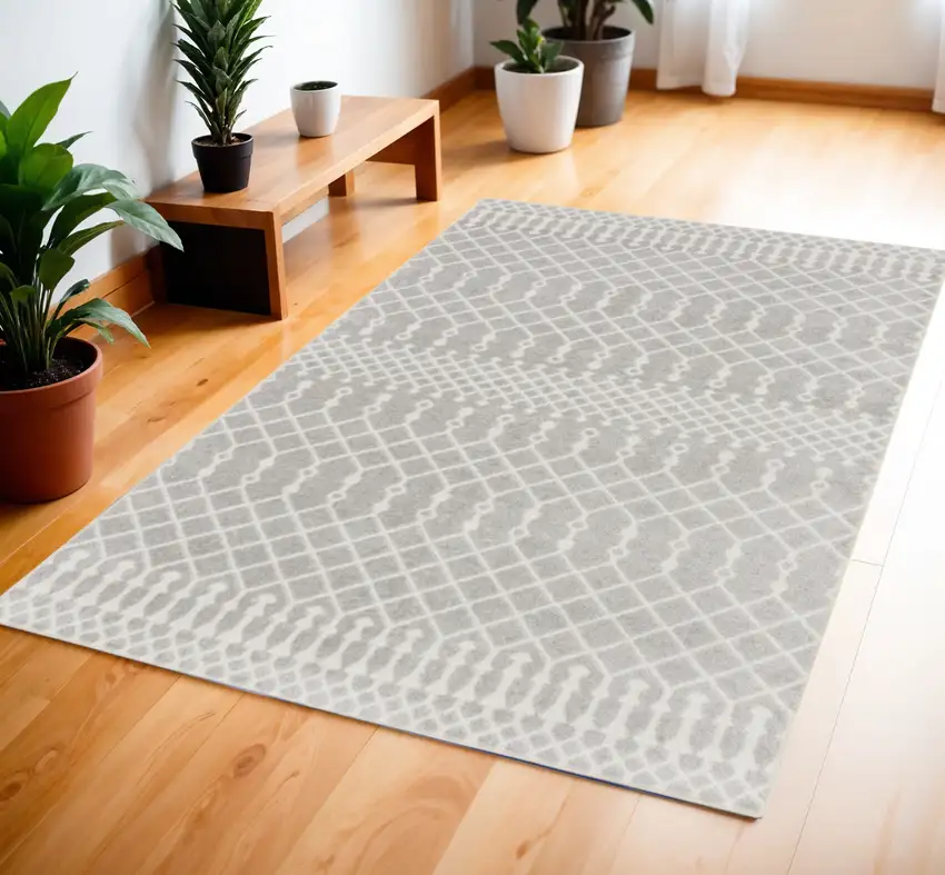 Blue and Ivory Abstract Power Loom Washable Area Rug Photo 2