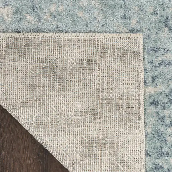 Blue and Ivory Abstract Power Loom Washable Area Rug Photo 9