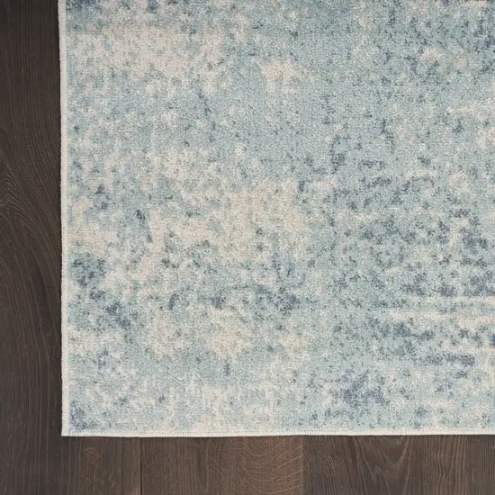 Blue and Ivory Abstract Power Loom Washable Area Rug Photo 8