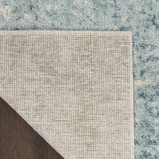 Blue and Ivory Abstract Power Loom Washable Area Rug Photo 9