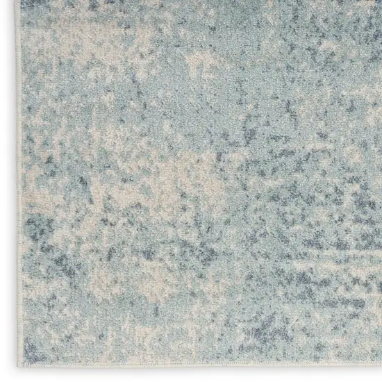 Blue and Ivory Abstract Power Loom Washable Area Rug Photo 6