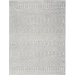 Photo of Blue and Ivory Abstract Power Loom Washable Area Rug