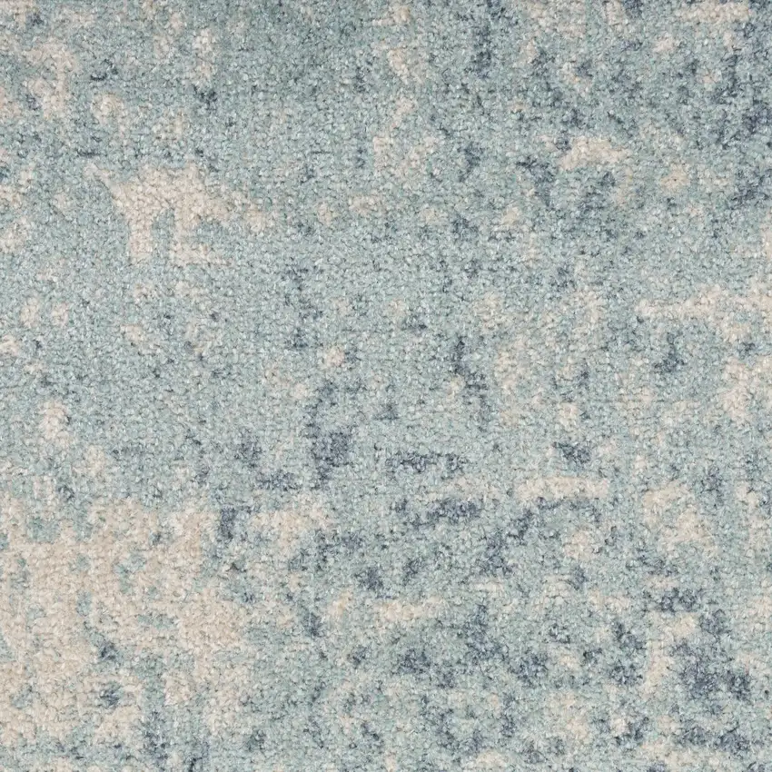 Blue and Ivory Abstract Power Loom Washable Area Rug Photo 2