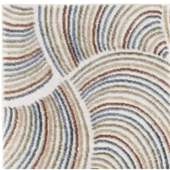 10' Blue And Ivory Abstract Washable Runner Rug Photo 4