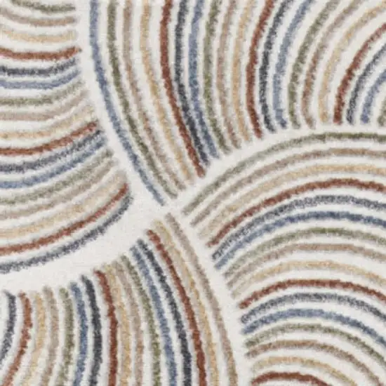 10' Blue And Ivory Abstract Washable Runner Rug Photo 2