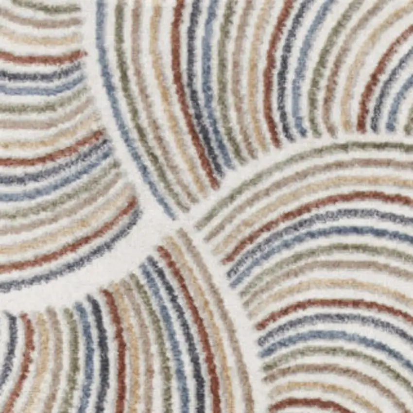 10' Blue And Ivory Abstract Washable Runner Rug Photo 2