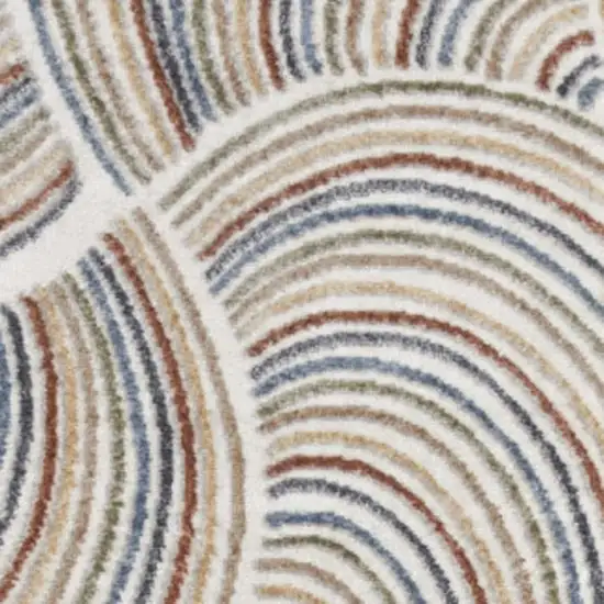 12' Blue And Ivory Abstract Washable Runner Rug Photo 2