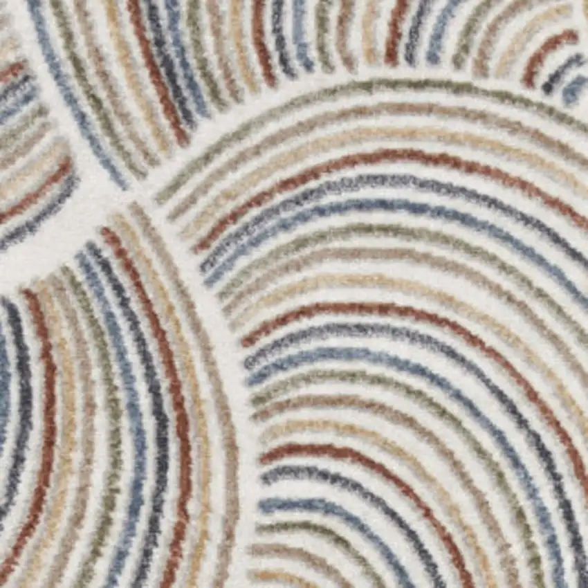 12' Blue And Ivory Abstract Washable Runner Rug Photo 2