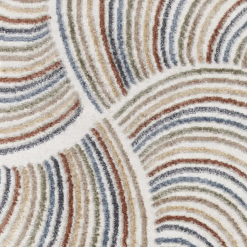 Blue and Ivory Abstract Power Loom Washable Runner Rug Photo 6