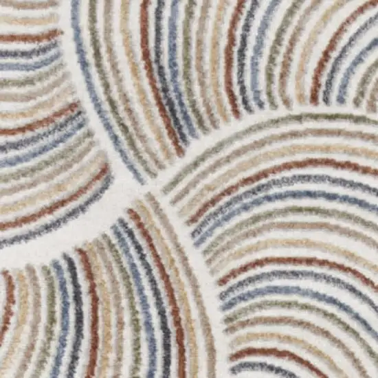 8' Blue And Ivory Abstract Washable Runner Rug Photo 2