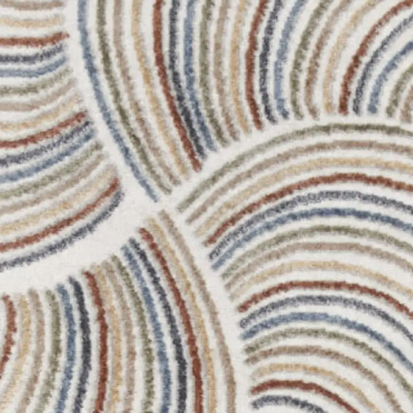 8' Blue And Ivory Abstract Washable Runner Rug Photo 2