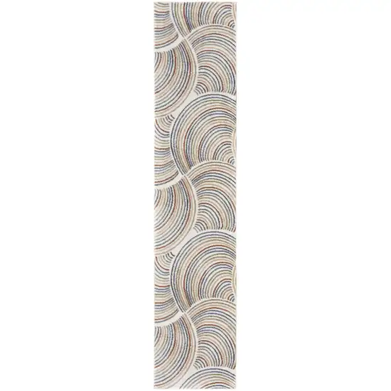 8' Blue And Ivory Abstract Washable Runner Rug Photo 1