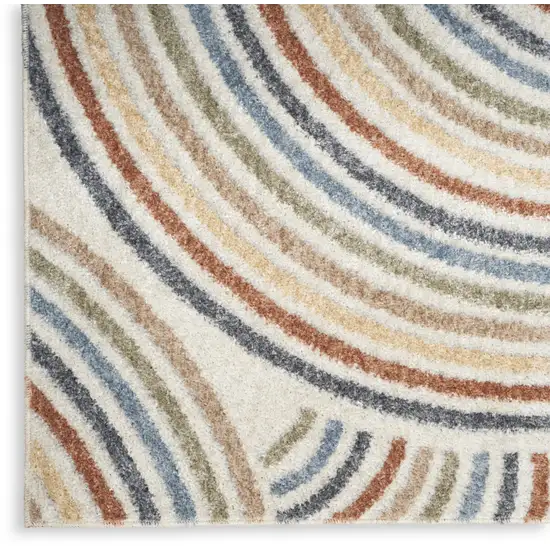 8' Blue And Ivory Abstract Washable Runner Rug Photo 8