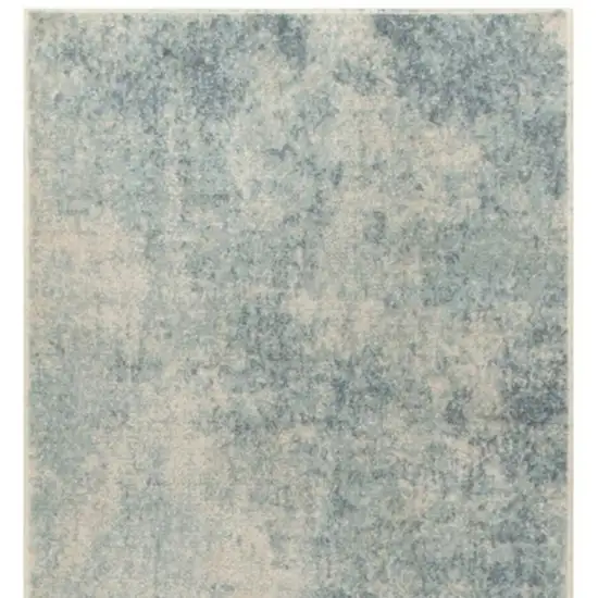 10' Blue And Ivory Abstract Washable Runner Rug Photo 2