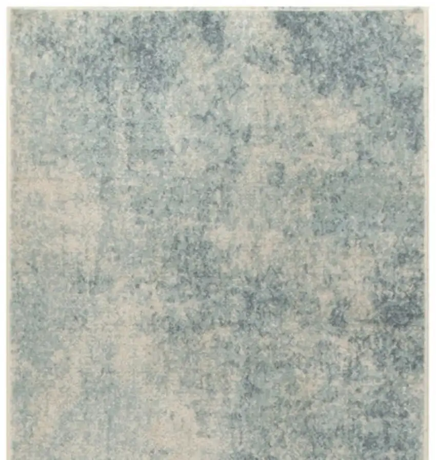 10' Blue And Ivory Abstract Washable Runner Rug Photo 2
