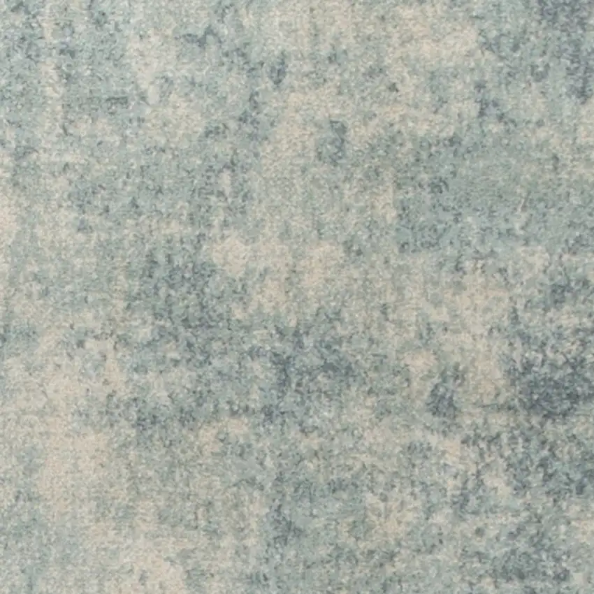 Blue and Ivory Abstract Power Loom Washable Runner Rug Photo 5