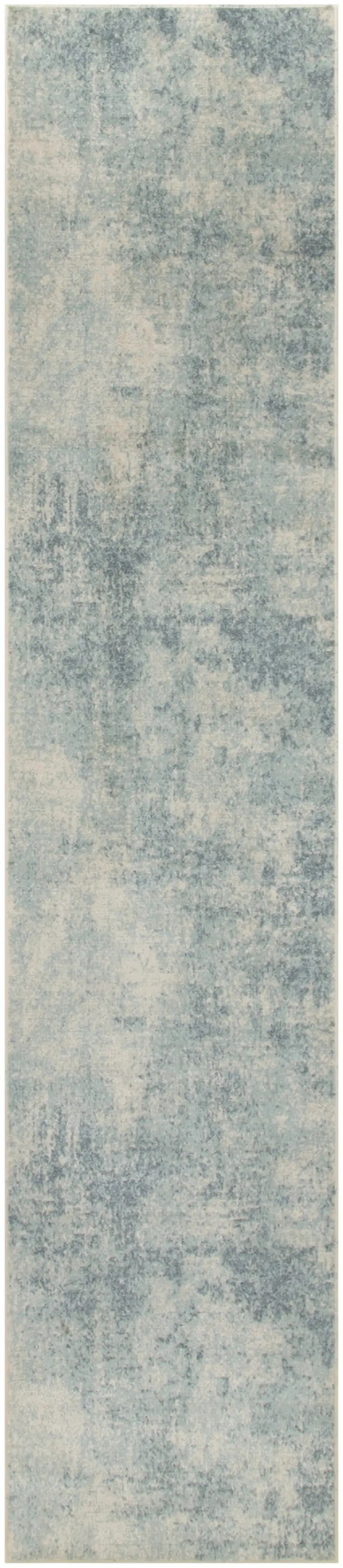 10' Blue And Ivory Abstract Washable Runner Rug Photo 1