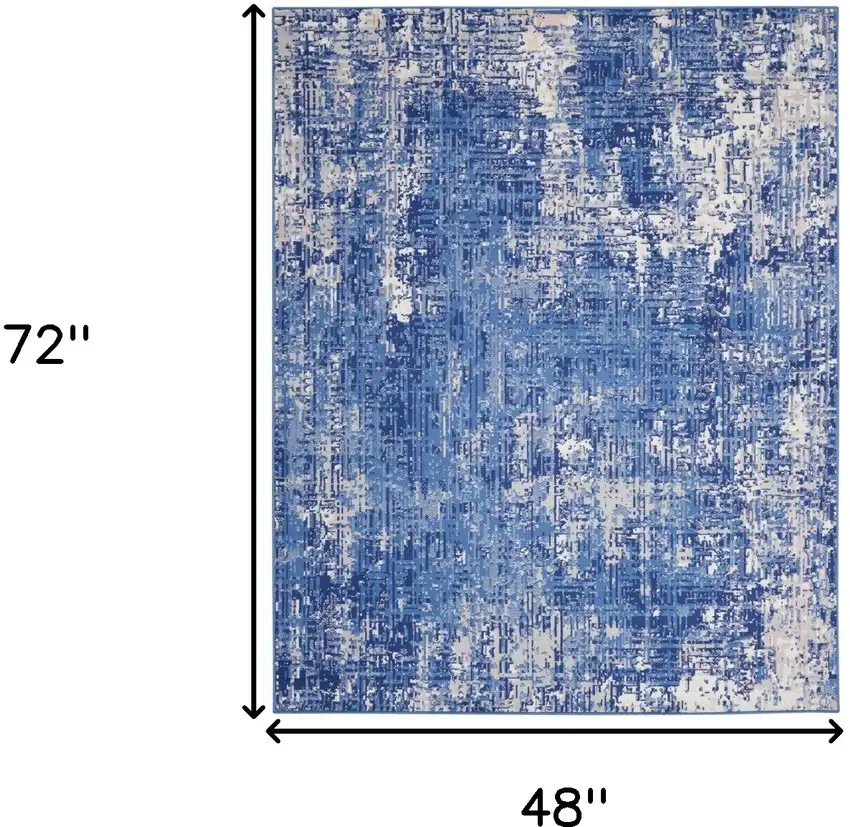 Blue And Ivory Abstract Distressed Area Rug Photo 4