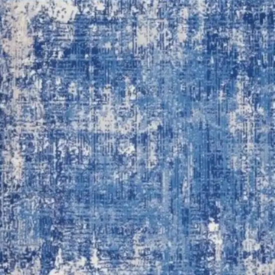 Blue And Ivory Abstract Distressed Area Rug Photo 5