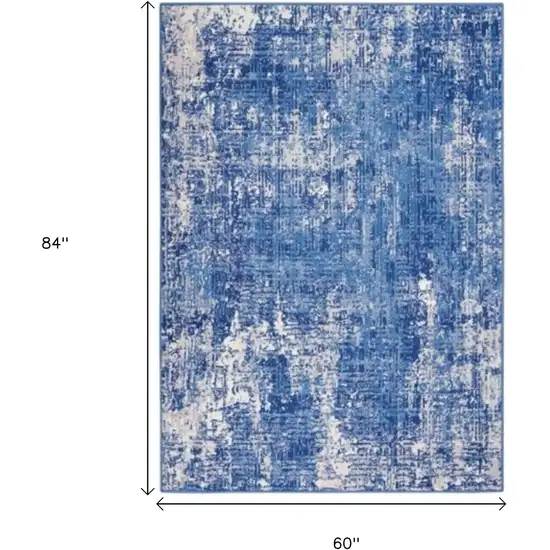 Blue And Ivory Abstract Distressed Area Rug Photo 6