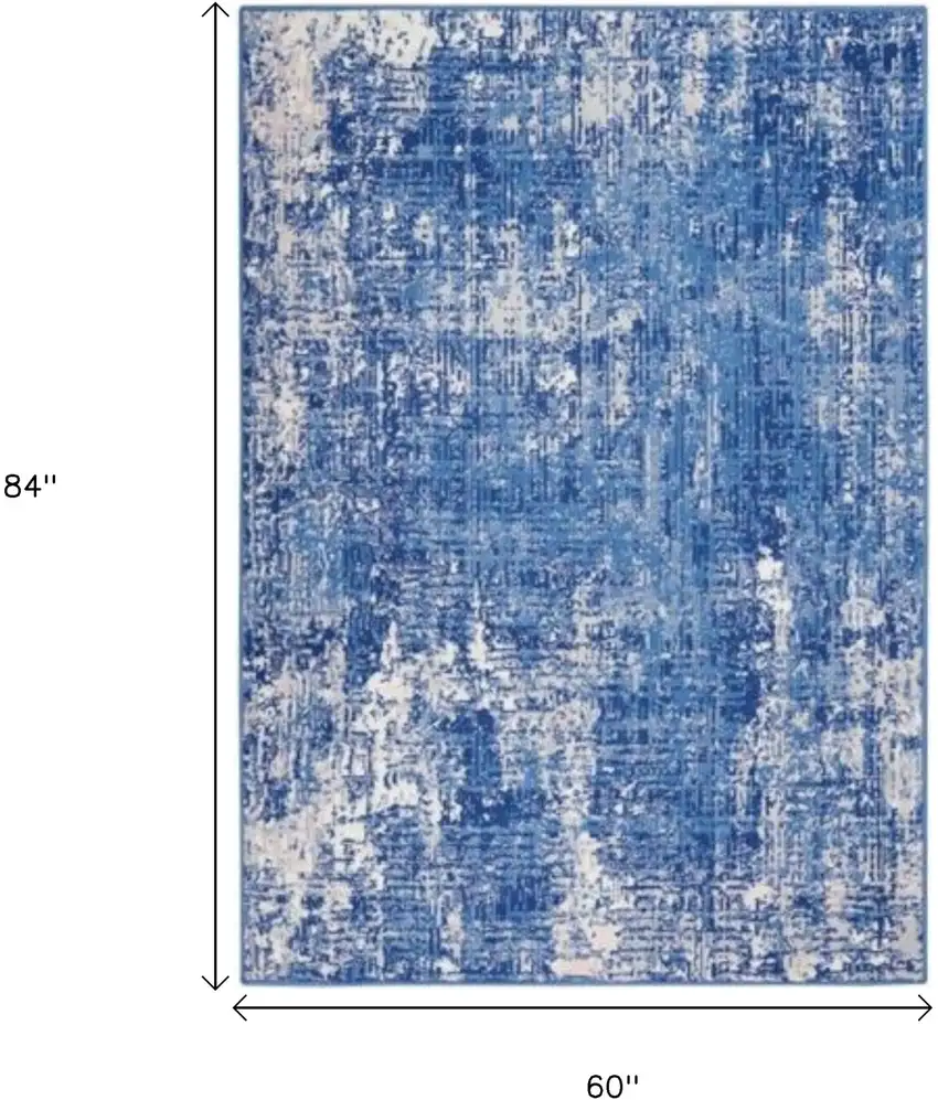 Blue And Ivory Abstract Distressed Area Rug Photo 6