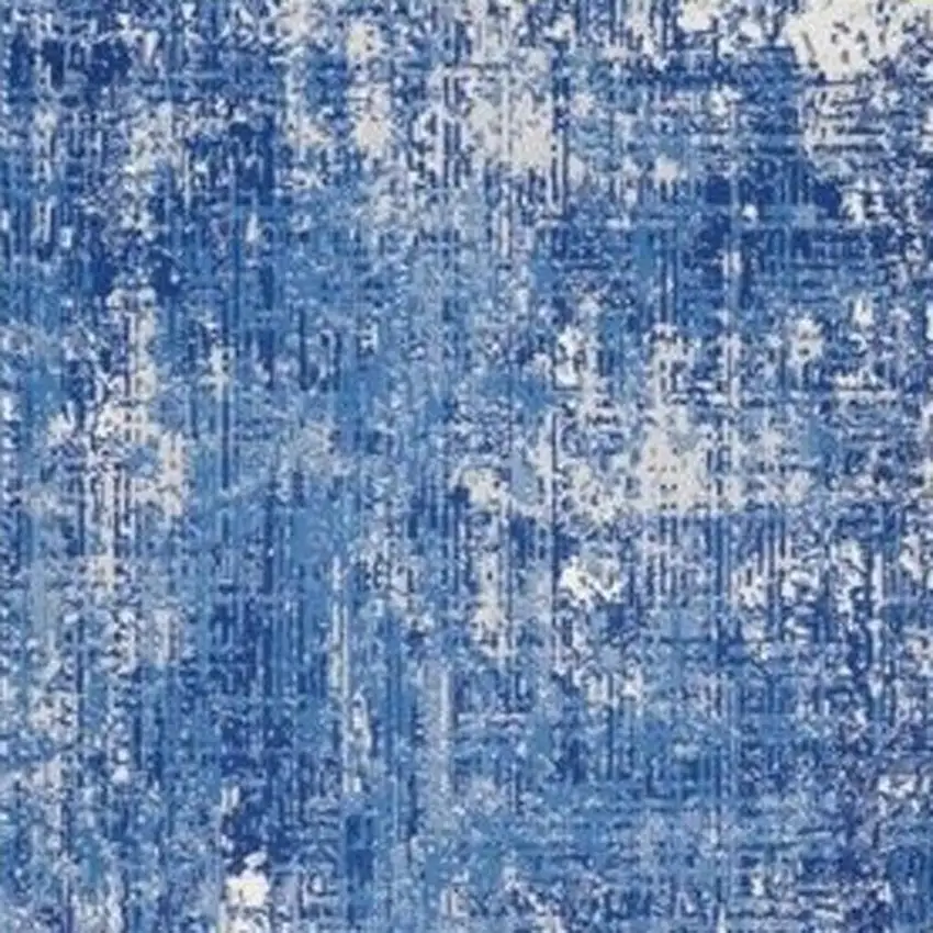 Blue And Ivory Abstract Distressed Area Rug Photo 4