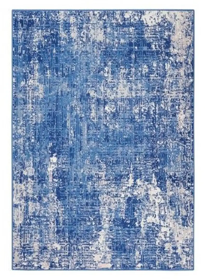 Blue And Ivory Abstract Distressed Area Rug Photo 4