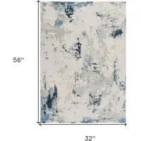 Photo of Blue and Ivory Abstract Strokes Area Rug