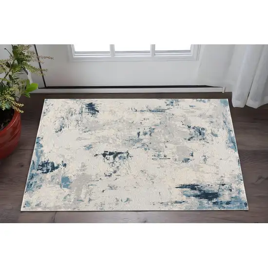 Blue And Ivory Abstract Strokes Area Rug Photo 1