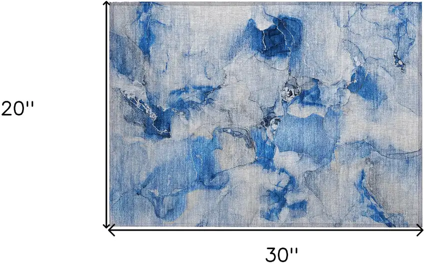 Navy Blue Abstract Washable Indoor Outdoor Area Rug Photo 3