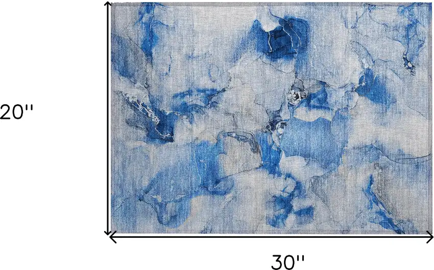 Navy Blue Abstract Washable Indoor Outdoor Area Rug Photo 3