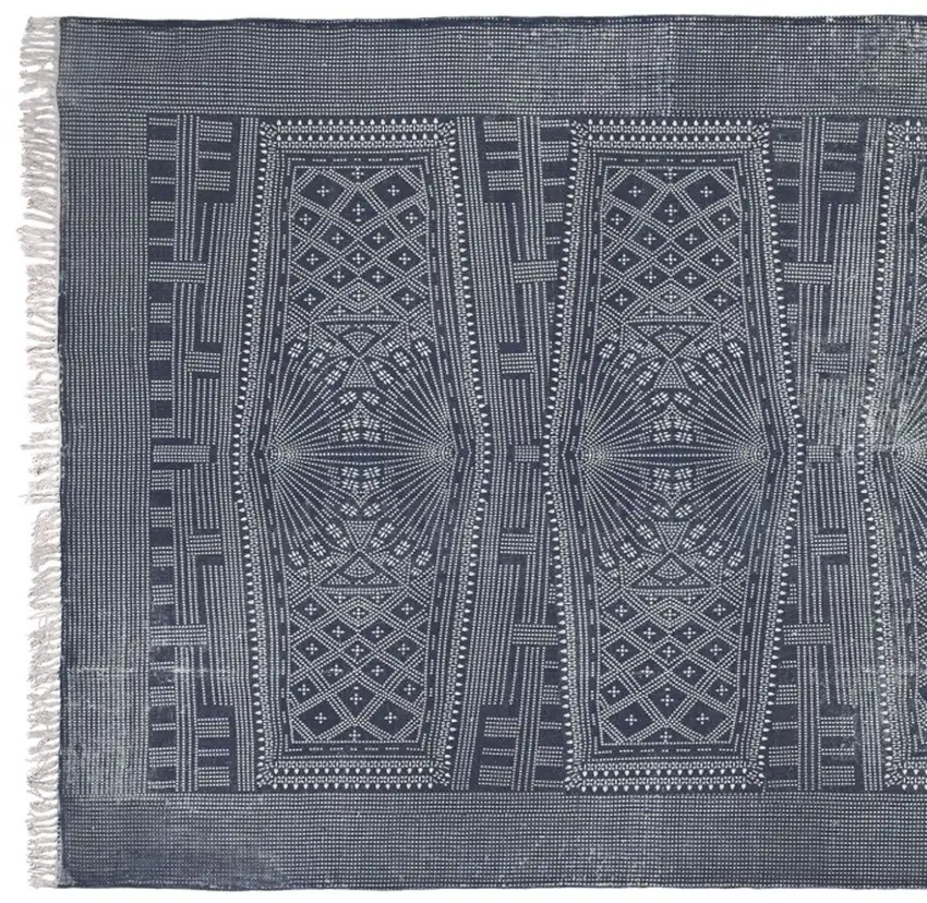 Blue and Ivory Batik Area Rug Photo 4