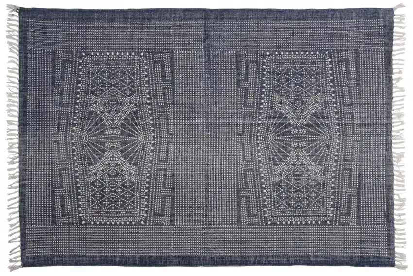 Blue and Ivory Batik Area Rug Photo 1