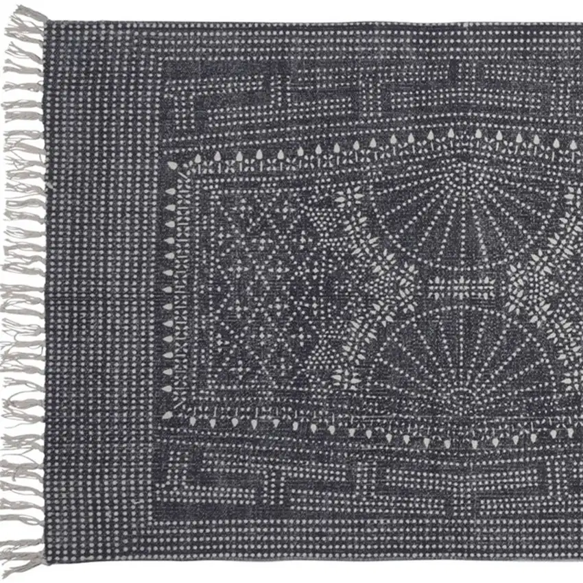 Blue and Ivory Batik Runner Rug Photo 3