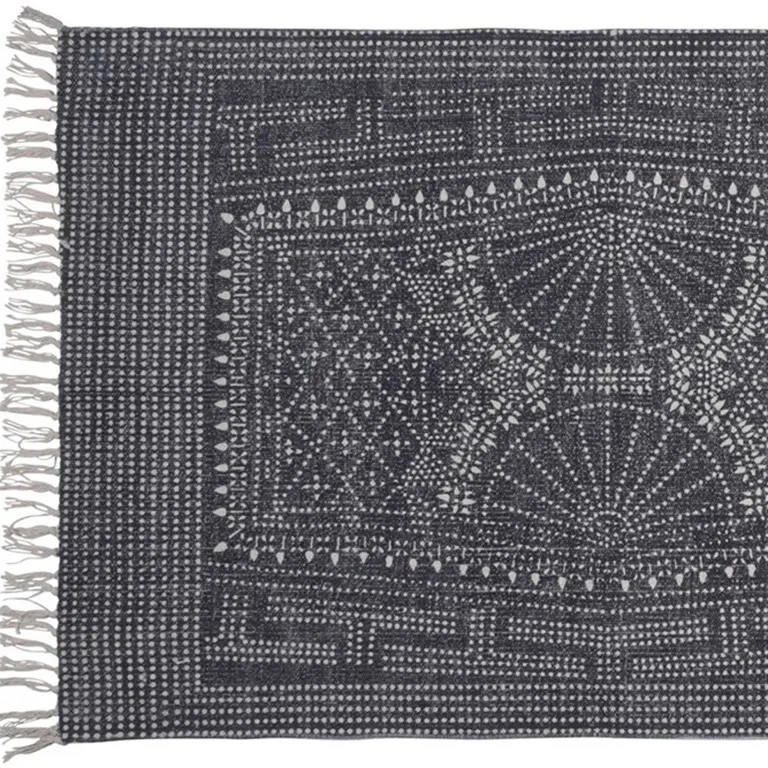 Blue and Ivory Batik Runner Rug Photo 3
