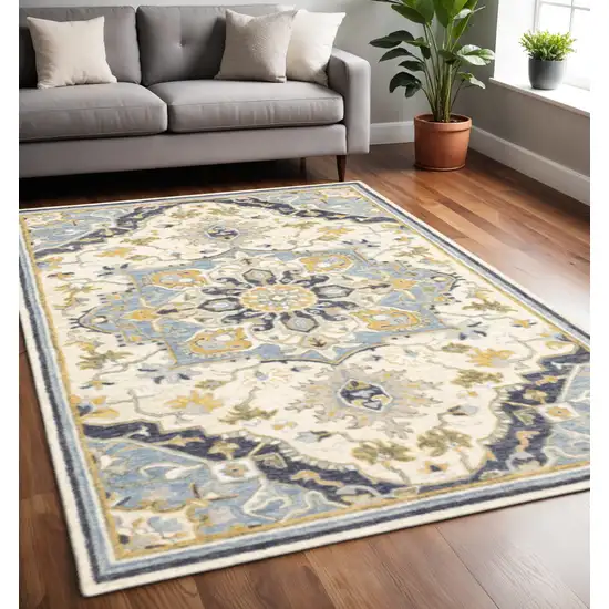 Blue And Ivory Bohemian Area Rug Photo 1