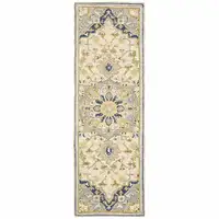 Photo of Blue and Ivory Bohemian Runner Rug
