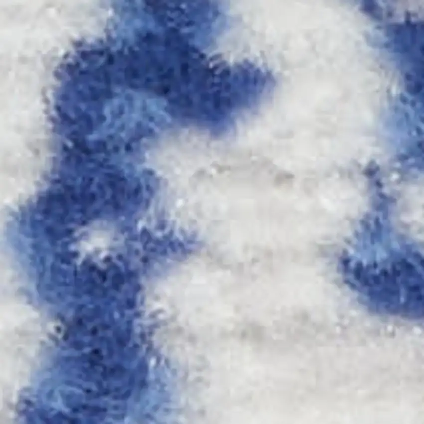 Blue And Ivory Damask Distressed Area Rug Photo 3