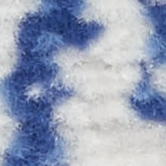 Blue And Ivory Damask Distressed Area Rug Photo 3